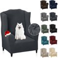 thumbnail image 1 of Wingback Chair Covers Piece Stretch Wing Chair Covers Soft Thick Wingback Armchair Slipcover High Back Furniture Protector Washable Dark, 1 of 7