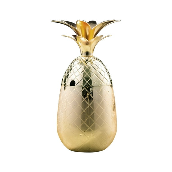 Stainless Steel Pineapple Shaker - 16oz Tiki Drink Mixer with Gold Plating, Double-Wall Insulated Bar Cup for Mai Tais, Mojitos & Tropical
