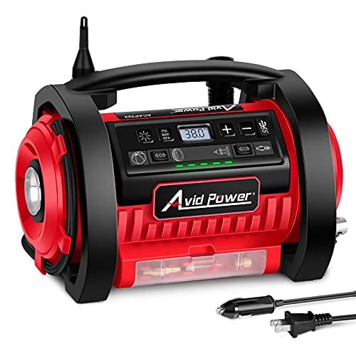 Avid Power Tire Inflator Air Compressor, 12V DC / 110V AC Dual Power
