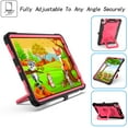 thumbnail image 2 of Kids Durable Handle Case for iPad Air 5th/4th Gen 10.9 inch, Silicone PC Heavy Duty Protection [360 Rotating Ring Stand/Adjustable Shoulder Strap] Tablet Case Cover for iPad Air 5th/4th,Black+Rose, 2 of 8