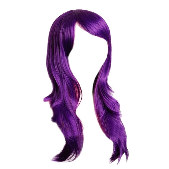 70CM Long Curly Hair Wig High Temperature Silk Purple Synthetic Wig Adjustable Comfortable for COS Anime Party