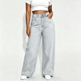 thumbnail image 2 of yardsong High Waist Wide Leg Jeans for Women Tall Baggy Jean Long Button Up Straight Denim Pants Y2K Streetwear Preppy Pant 2026 Light Blue,XXL, 2 of 6