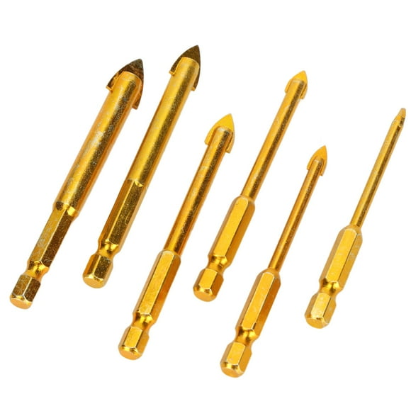 Golden Masonry Drill Bits,6Pcs Masonry Drill Bits Glass Drill Bit Set Drilling Bits Streamlined Design