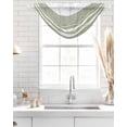 thumbnail image 4 of Waterfall Valances for Windows, Sage Green Striped Kitchen Sheer Valance Curtains, Modern Farmhouse Stripes Rod Pocket Elegant Swag Valances for Living Room Bedroom, 47.2"x38.5", 2 Panel, 4 of 8