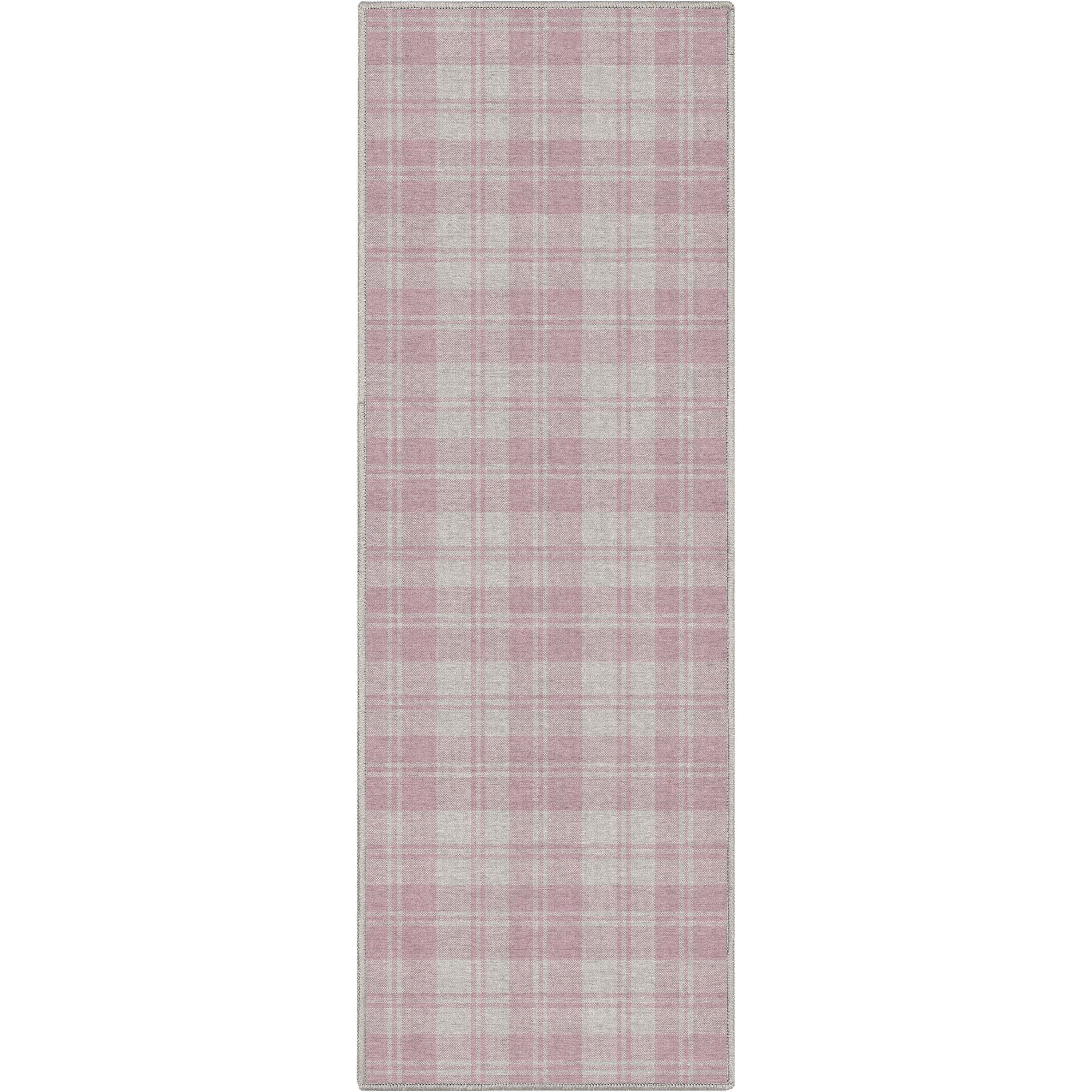 Well Woven Apollo Flatwoven Plaid Pink 2' x 5' Runner Rug