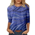 thumbnail image 1 of WEAIXIMIUNG T-Shirt Décontracté pour Femmes, Col Rond, Manches Trois-Quarts, Motif Dégradé, Printemps et Été, 1 of 4