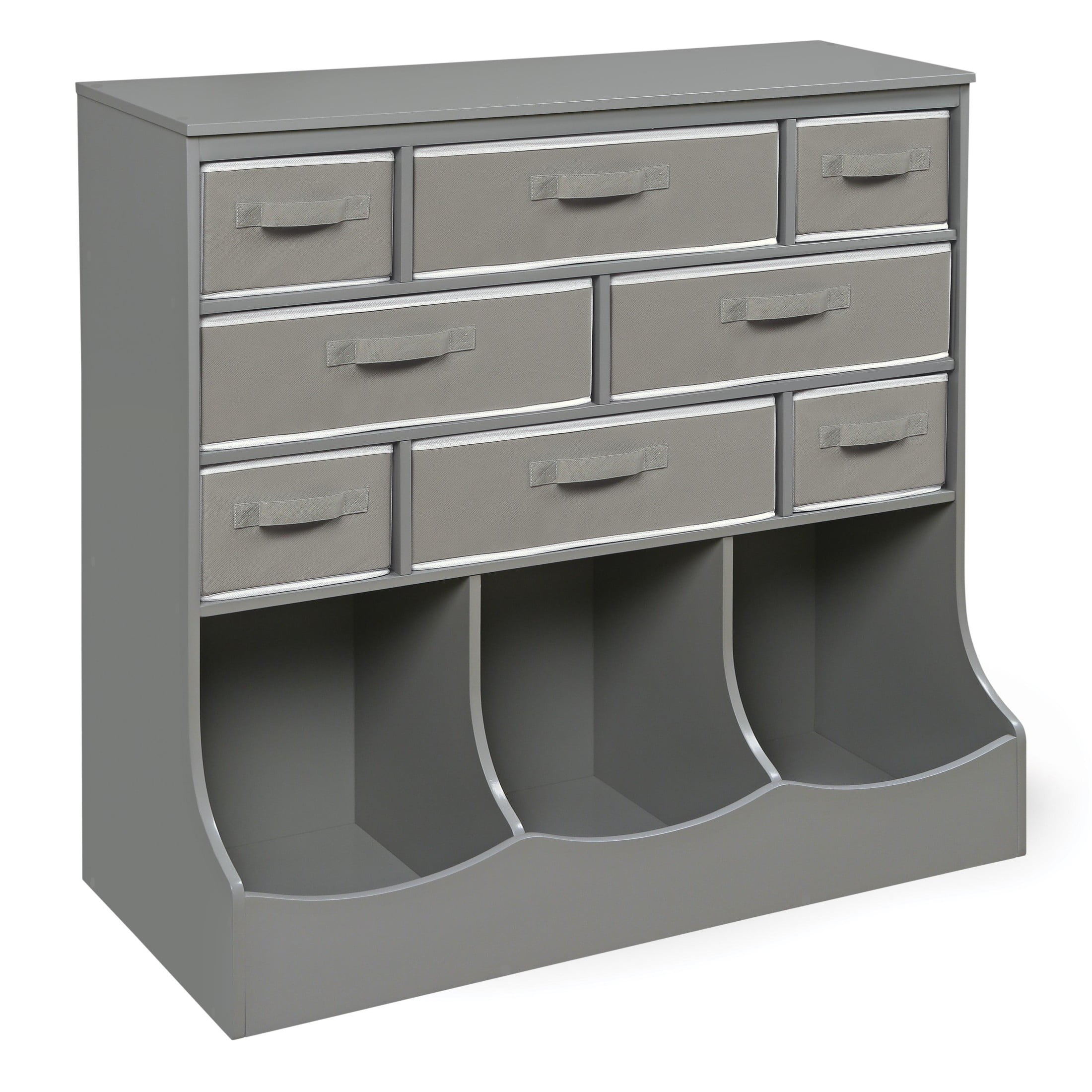 Badger Basket Children's Wooden Storage Station with Eight Baskets 51 gal Toy Storage Cube, Gray