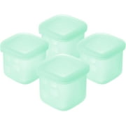 Olababy Clear Sense Silicone Storage Containers 4pk for Baby Food, Snacks, Formula, Puree, Sauce & More | Micro Plastic & BPA-Free | Daycare Essentials for Toddlers and Kids (Mint, 4 oz / 120 ml)