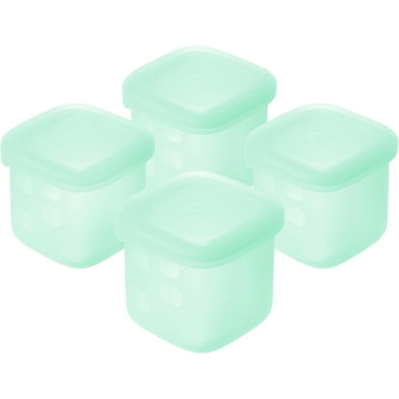 Olababy Clear Sense Silicone Storage Containers 4pk for Baby Food, Snacks, Formula, Puree, Sauce & More | Micro Plastic & BPA-Free | Daycare Essentials for Toddlers and Kids (Mint, 4 oz / 120 ml)
