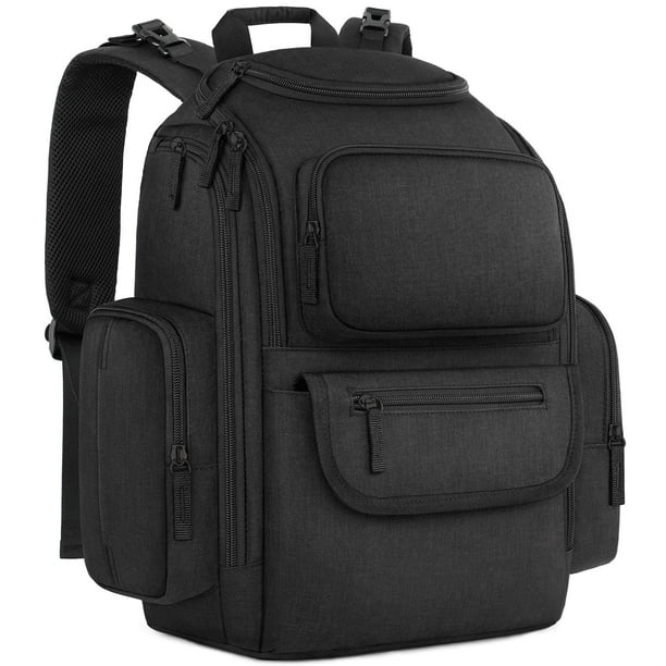 Mancro Mochila para pañales, multifuncional para papá con 2 bolsillos laterales aislados, mochila de viaje resistente al agua para pañales de bebé para hombres y mujeres con correas para cochecito, co