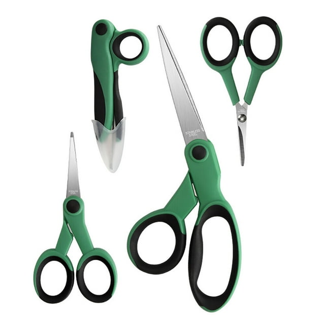 4-piece fabric scissors, sewing scissors, scissors set with sharp stainless steel blade and soft handles, including sewing scissors, craft scissors, thread sharpener and embroidery scis