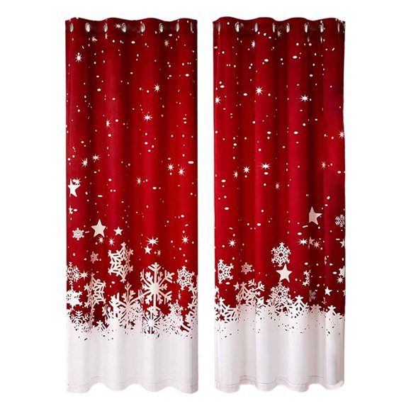 TIELUTT Rideaux Imprimés pour les Fêtes 2 Pcs de Rideaux Plats 2D Imprimés Rouges avec Flocons de Neige Doublure de Rideau Mignonne Rideaux pour Filles pour Chambre à Coucher Rideaux pour Laisser la Pièce Rideaux 50x50 Panneau de Fenêtre C