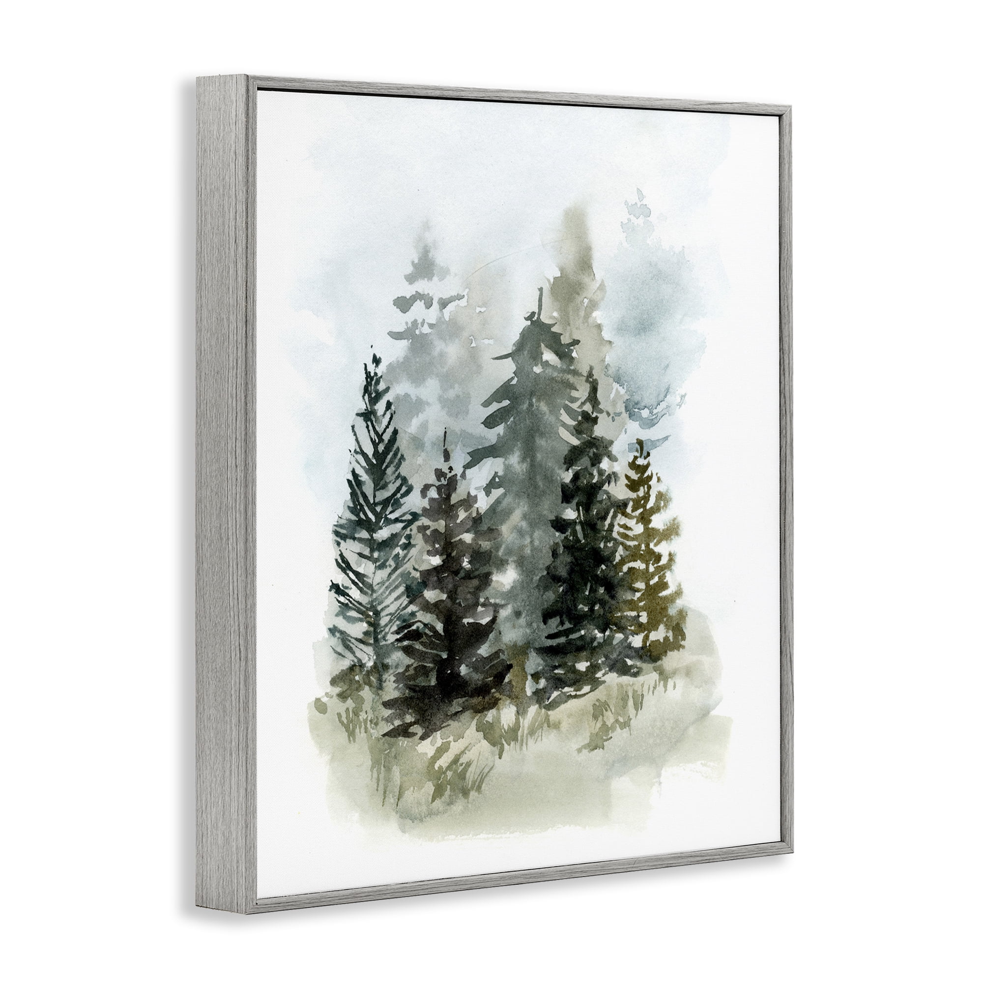 Stupell Industries Layered Forest Trees Botanical & Floral Painting Gray Framed Art Print Wall Art, 11 x 14