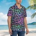 thumbnail image 5 of Fotbe Rainbow Animal Skin Hawaiian Shirt for Men Unisex Summer Beach Casual Short Sleeve Cotton Linen Button Down Shirts-Large, 5 of 9