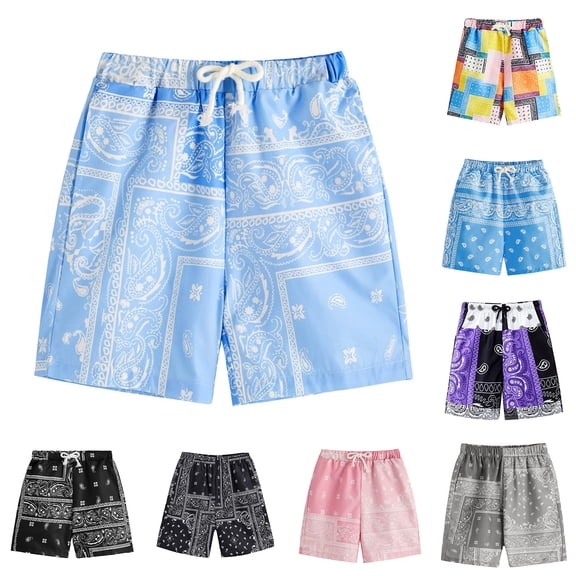 Toddler Boy Shorts Kids Elastic Waist Paisley Pattern Summer Shorts Soft Breathable A 2-3 Years