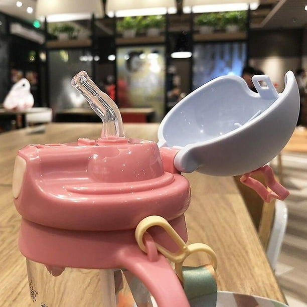 Vaso de agua HUOGUO, 280 ml, diseño creativo de dibujos animados de animales para niños con pajita