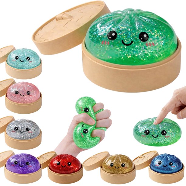 Juguete Squishy LEGEOS Dumpling con Glitter para Alivio del Estrés 8,5 cm