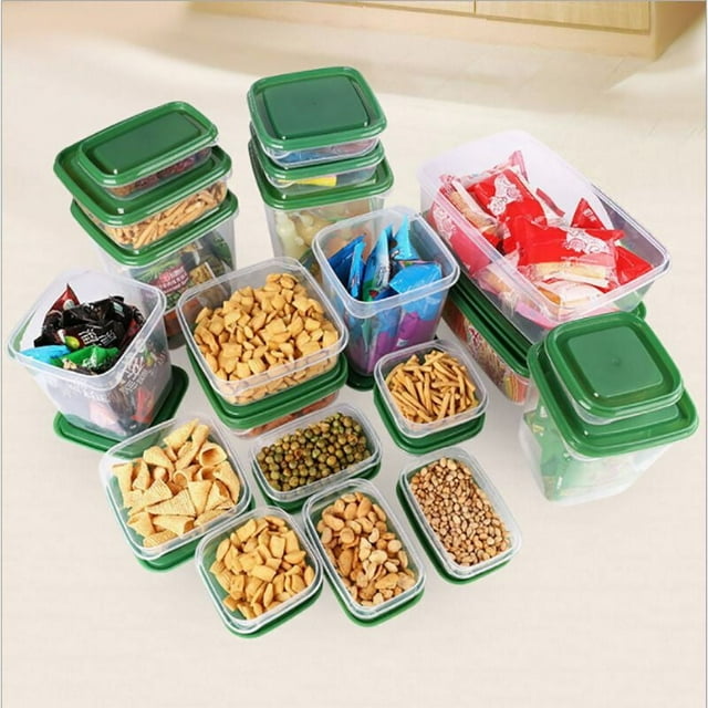 Juego de 17 piezas de caja de conservación de alimentos frescos B caja de conservación de alimentos frescos de plástico caja de almuerzo para refrigerador caja de almuerzo para microondas