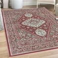 thumbnail image 1 of Vintage Decorative Rug, Nostalgic Oriental Look Floral Baroque Details and Ornaments Bohemian, Quality Carpet for Bedroom Dorm and Living Room, 6 Sizes, Pale Ruby and Sea Green, by Ambesonne, 1 of 4