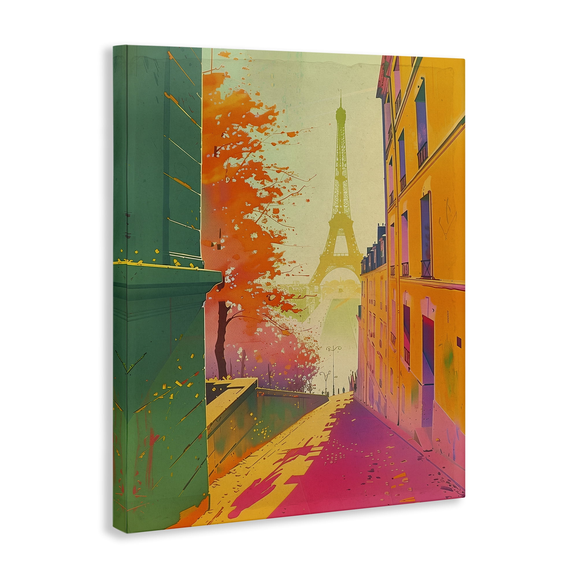 Stupell Industries Abstract Paris View Town & City Painting Gallery Wrapped Canvas Art Print Wall Art, 16 x 20