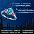 thumbnail image 2 of Gem Stone King 925 Silver and 10K Yellow Gold Swiss Blue Topaz and Pink Moissanite Engagement Ring for Women | 2.71 Cttw | Oval 9X7MM | Gemstone November Birthstone | Size 7, 2 of 6