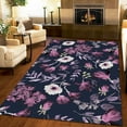 thumbnail image 3 of Romantic Orchid Rose Area Rugs, Hand Drawn Purple Flowers and Leaves Apartment Carpet, Porch Mat Fine Fluff Short Velvet Apply to Dorm Room Kids Room Hallways 5x7ft, 3 of 6