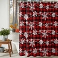 thumbnail image 2 of Christmas Snowflakes Shower Curtain, 66" x 72", Winter Blue Waves Retro Red Black Plaid Waterproof Bathroom Curtain Washable Shower Curtain Set with 12 Hooks, 2 of 6