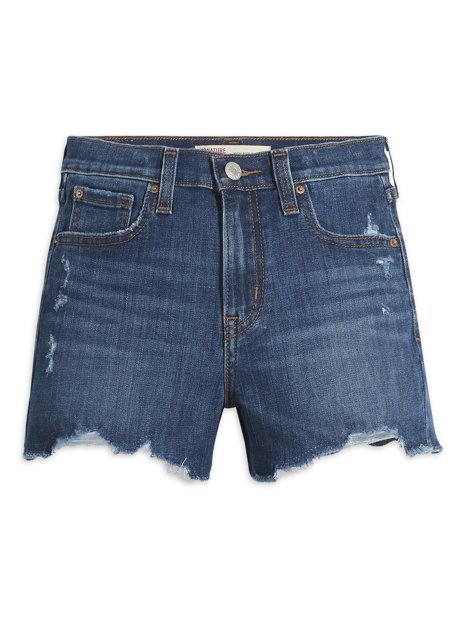 High-Rise Denim Cutoff Shorts, Sizes 