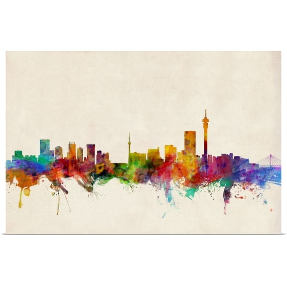 Great BIG Canvas | "Johannesburg South Africa Skyline" Art Print - 48x32