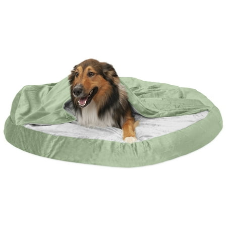 UPC: 0842229112771 | FurHaven Pet Products Microvelvet Snuggery Memory Top Foam Pet Bed for Dogs & Cats – Sage  44  Base