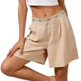 thumbnail image 4 of Nkmbld Women's Shorts Summer Casual Elastic Waist Boho Wide Leg Embroidered Beach Vacation Shorts, 4 of 5