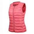 thumbnail image 4 of Henpk Womens Plus Size Clearance Under 10 Puffer Vest Women Sleeveless Winter Cropped Outerwear Warm Puffer Lightweight Stand-up Collar Down with Pockets Pink XXXXXL, 4 of 9