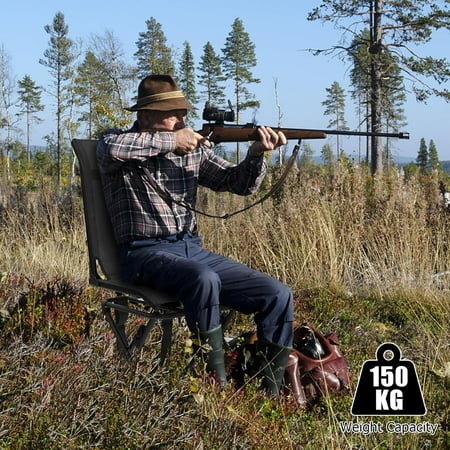 YouLLin Hunting Chair 360°Swivel Hunting Blind Chair with Carrying Strap 330LBS Capacity Folding Silent Deer Hunting Chair Portable Ground Blind Chair for Fishing Camping (Without Armrest Black)