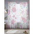 thumbnail image 2 of Summer Marine Life Sheer Curtains 2 Panels Set Ocean Starfish Coral Coastal Sea Turtle Pink Sheer Window Curtains Light Filtering Rod Pocket Voile Drapes for Bedroom Living Room 52"X84", 2 of 8