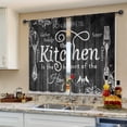 thumbnail image 4 of Black Rustic Wooden Kitchen Curtains Short Small Farmhouse White Wood Board Rod Pocket Fork and Spoon Farm Simple Bedroom Living Room Treatment Fabric 2 Panels 26Wx36H Inch, 4 of 5