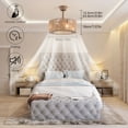 thumbnail image 2 of MONIPA 18'' 4 Lights Industrial Caged Farmhouse Ceiling Fan with Light Indoor Bladeless Ceiling Fan Lighting for Kitchen Living Room Dining Room, Wood Color, 2 of 11