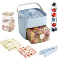 thumbnail image 1 of 48 Cube Ice Maker With Easy Press Lid, Double Layer Portable Ice Maker with Lid and Storage Box for Freezer, Handled Press-Type Ice Cube Tray with Lid and Bin for Whiskey, Cocktail, Beer (Blue) ﻿, 1 of 5