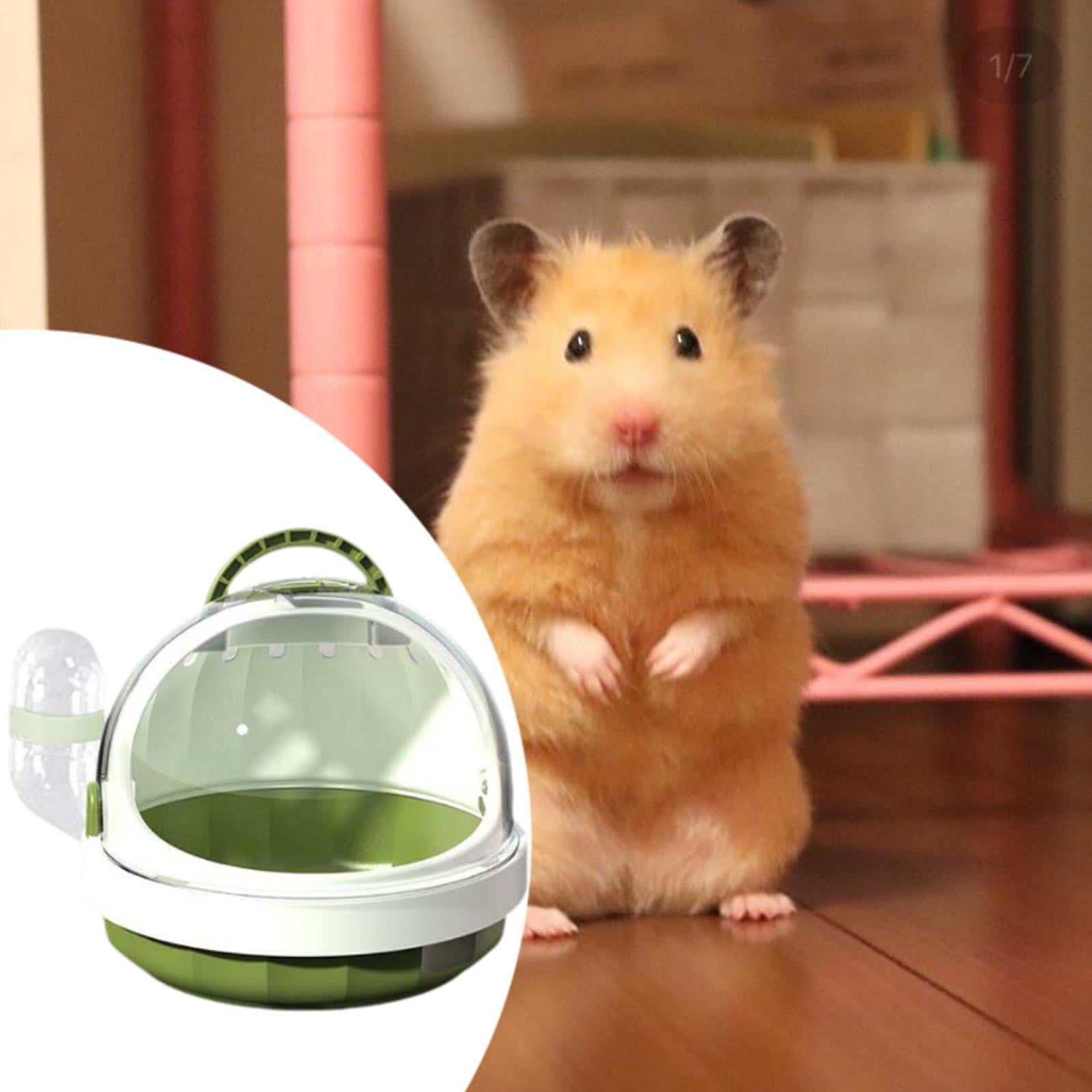 FITYLE Hamster Carrier Cage with Water Bottle Habitat Hamster Travel Carrier Pet Outgoing Cage for Chinchilla Hedgehog Dwarf Hamster green