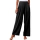 thumbnail image 1 of Pantalones palazzo anchos de color liso para mujer: cintura alta con cinturilla elástica, poliéster y spandex, pantalones largos informales con bolsillos laterales., 1 of 5