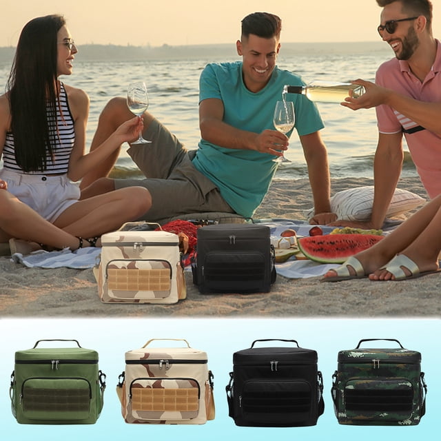 Fiudx Bolsa Aislante para Exteriores, Tela de Camuflaje Resistente Al Desgaste, Asas Doblemente Reforzadas, Lonchera Portátil para El Trabajo, Picnic y Viajes, Gran Capacidad, 29 X 20 X 26 Cm.