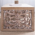 thumbnail image 2 of Hassch Modern Boho Coffee Table in Natural Wood Finish, Traditional Rectangular Center Table with Intricate Carved Panels, Easy to Assemble, 2 of 7