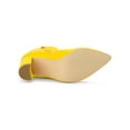 thumbnail image 3 of BLISSFUL STEP Women's Boots Pointed Toe Zipper Patent Leather Ankle Chunky Boots Yellow 7, 3 of 7