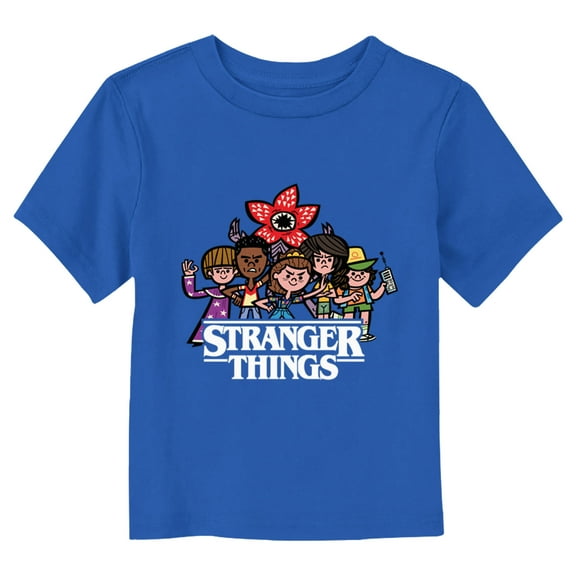 Netflix Toddler's Stranger Things Animated Characters Logo Graphic T-Shirt