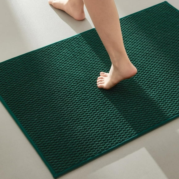 Alfombras de baño TYUU superabsorbentes, antideslizantes, lavables, de color verde oscuro