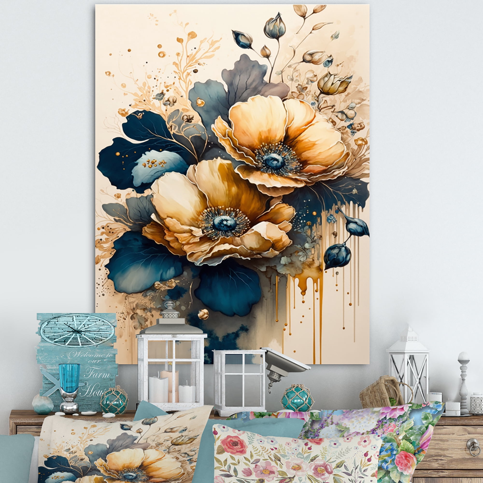Designart Night Shade Poppy Floral Design V Canvas Wall Art