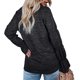 thumbnail image 3 of Jersey Cuello Redondo Manga Larga Trompeta Color Sólido Casual Cómodo Mujer Top Negro L, 3 of 5