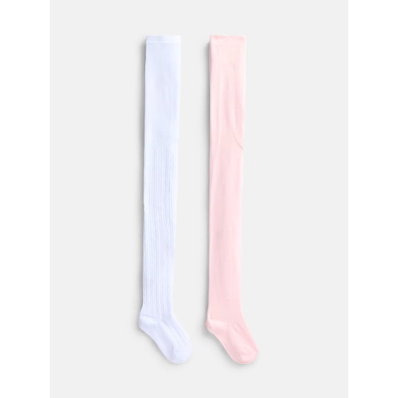 Wonder Nation Girls Cable Knit Tights, 2-Pack, Size Small