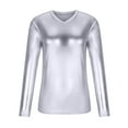 thumbnail image 1 of Camiseta informal de manga larga con cuello en V brillante para hombre, camiseta de manga larga a la moda para jóvenes, ropa de actuación Pompotops oipoqjl34881, 1 of 7