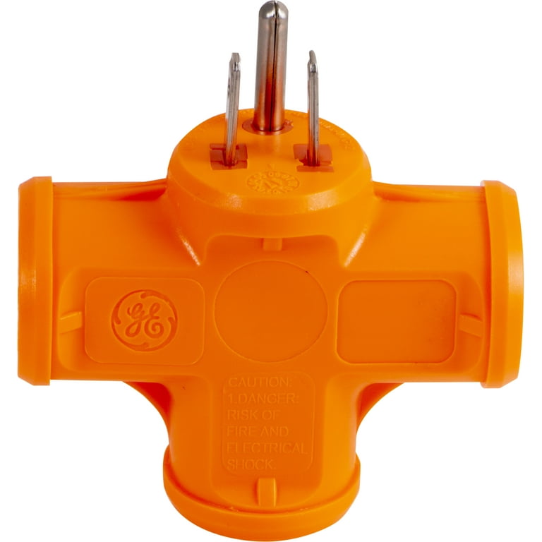 GE 3-Outlet Grounded “T” Tap Adapter, Orange – 50281 - Walmart.com