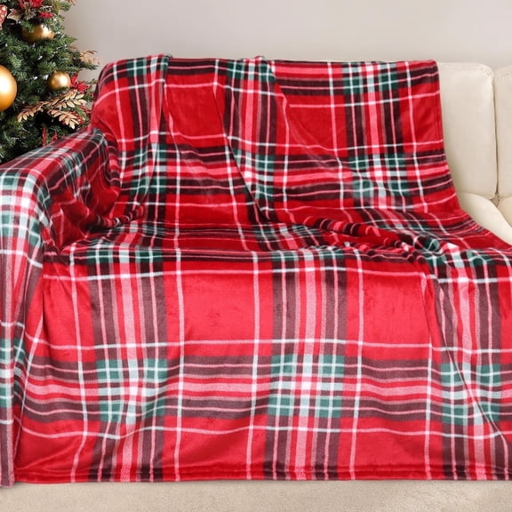Gogreen Christmas Flannel Throw Blanket, 50"x60" 300GSM Soft Microfiber Cozy Fleece Blanket for Couch Bed, Holiday Decor - Christmas Classical